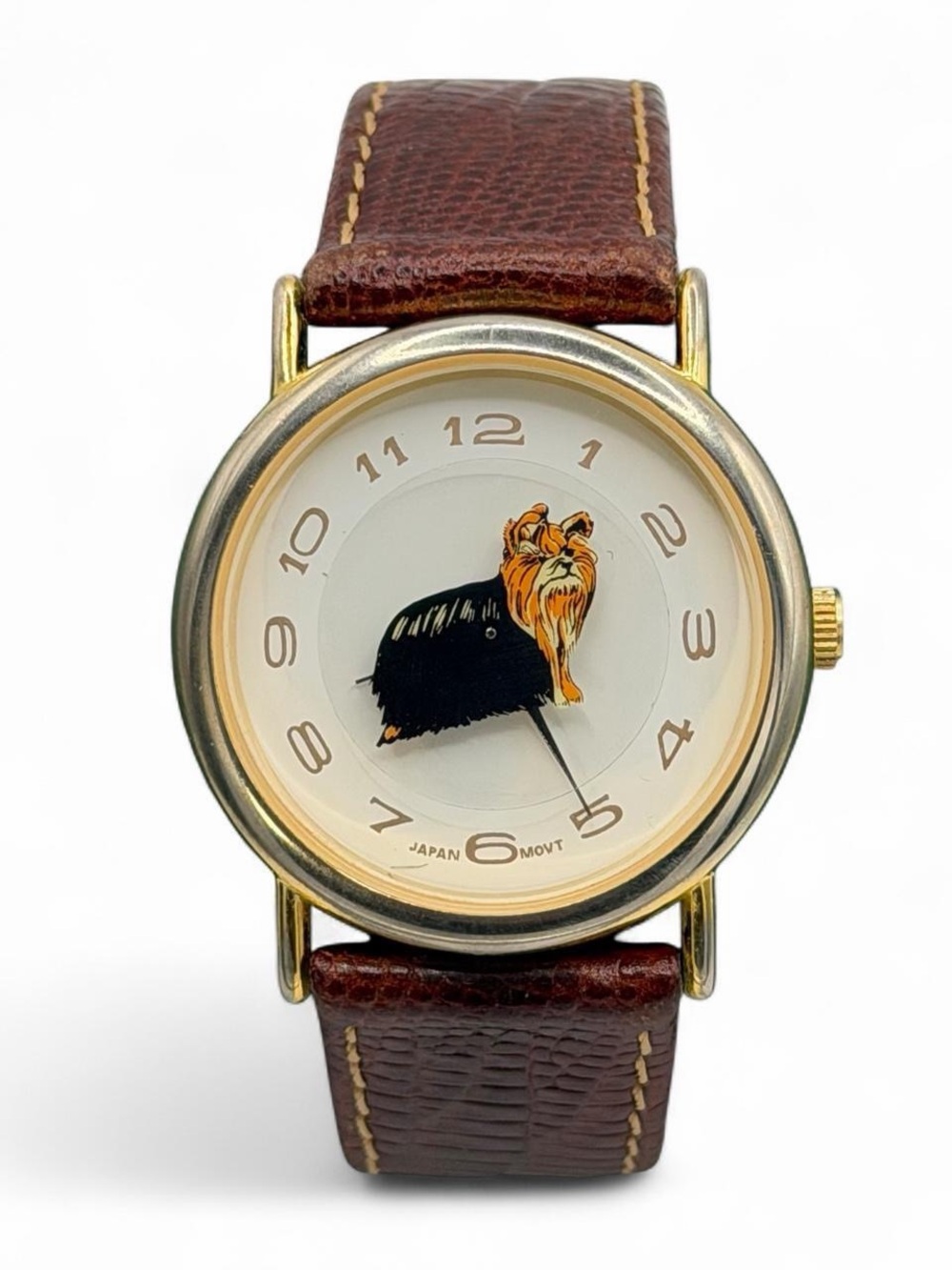 Vintage Yorkshire Terrier Dog Watch With Leather Bands